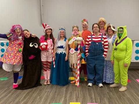 Staff at the Mount Laurel Library dressed as candyland characters