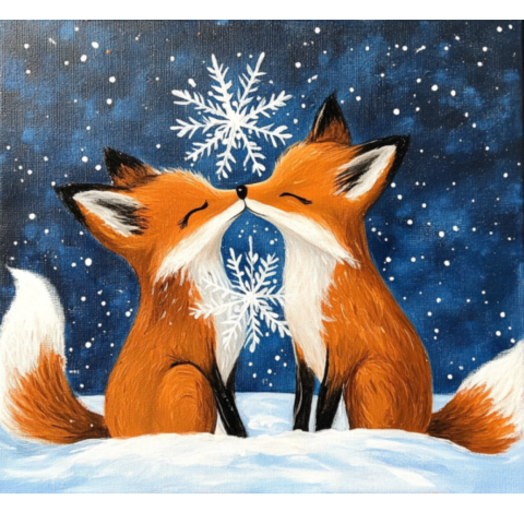 Two foxes in the snow.